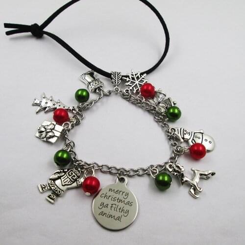 Merry christmas ya filting animal christmas theme leather stainless steel chain rearview mirror christmas tree decoration