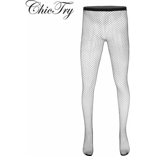 Sexy Male Men Hot Hollow Out Fishnet See Through Sheer Elastic Waist Closed Toes Tight Leggings Stretchy Pantyhose Stockings