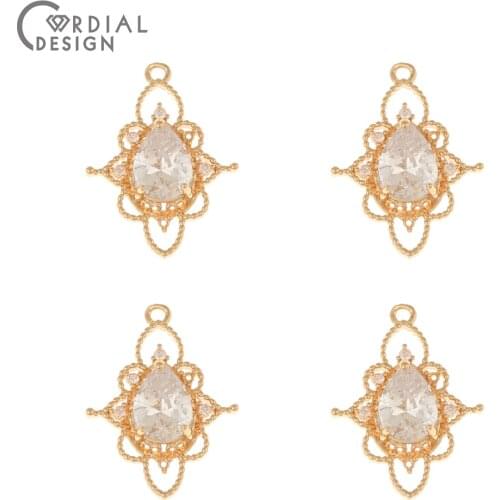 Cordial Design 50Pcs 16*21MM CZ Pendant/Jewelry Accessories/Earrings Making/Hand Made/Jewelry Findings & Components/DIY Charms