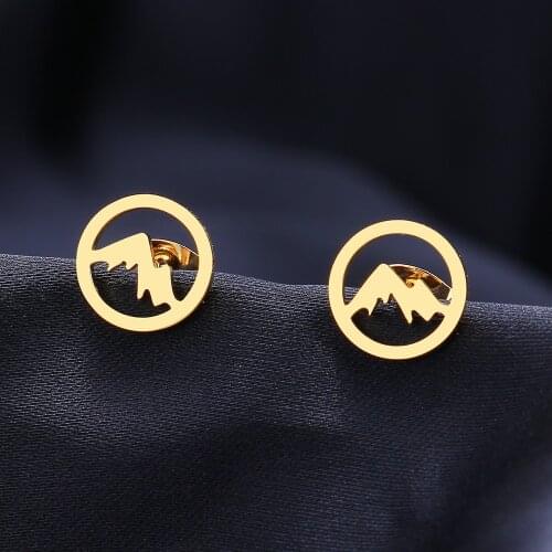 Stainless Steel Earrings Contour Mountain Fashion Stud Earrings Classic Simple Earrings For Women 2021 Jewelry Wedding Party NEW