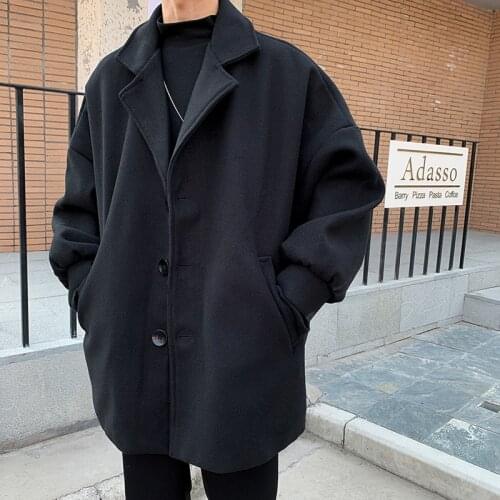 Woolen Fashion Casual Men Warm Thicken Winter Trench Woolen Coat Slim Windbreaker Long Jacket Outwear Plus Size M-2XL Business