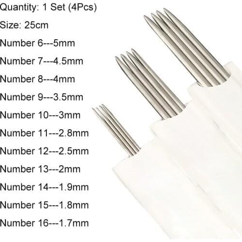 4Pcs Knitting Needles 25cm Straight Stainless Steel Crochet Hook DIY Sweater Weave Knitting Tools 2-4mm Sewing Accessories