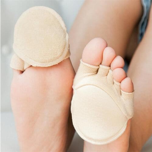 High Heels Socks Insole Forefoot Pain-proof Thick Half Palm Pad Wear Invisible Female Five Toe Half Socks Boat/Low Cut Insoles