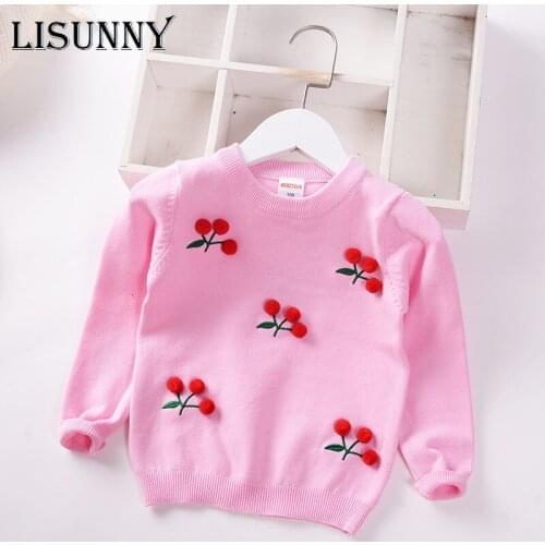 Girls Sweater Cherry 2021 New Autumn Winter Baby Sweater Jumper Children Sweaters Fashion Toddler Pullover Kids Clothes 2-7y