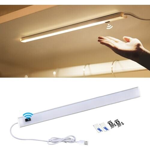 USB LED Under Cabinet Light Bar Smart Lamp 5V Hand Sweep Sensor Lights Closet Wardrobe Bedroom Kitchen Light 3 Colors Changeable