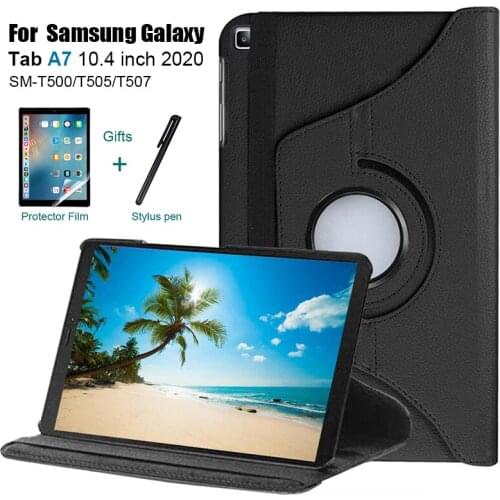 For Samsung Galaxy Tab A7 10.4 SM-T500 T505 360 Rotating Case Tablet Cover For Samsung Galaxy Tab A7 2020 Case+Film+Pen