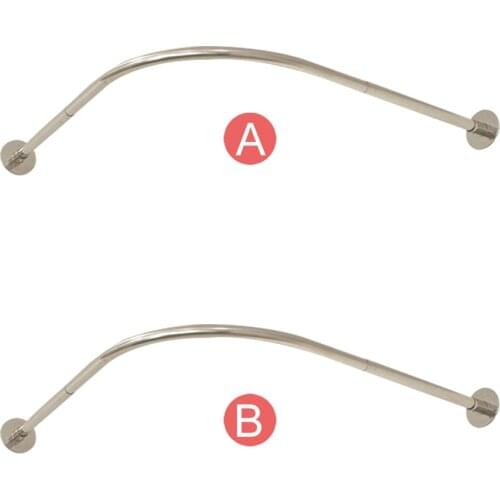 Extendable Curved Shower Curtain Rod L Shaped 304 Stainless Steel Shower Curtain Poles Punch-Free Bathroom Curtain Rail 2 Size