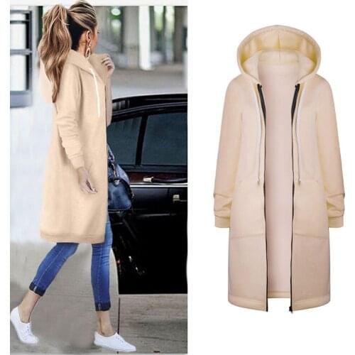 Vintage Autumn Women Jacket Casual Basic Long Coat Jacket Zipper Jackets Long Sleeve Female Windbreaker Loose Hooded Outwear 4