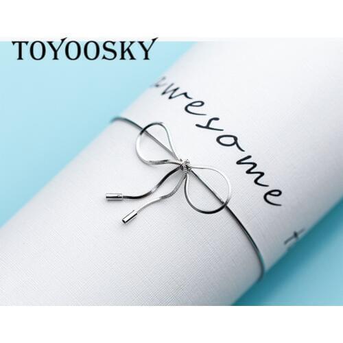 Newest Women Butterfly Bow Shape Bracelet 925 Sterling Silver Elegant Bowknot Chain for Party S925 Contracted Jewelry