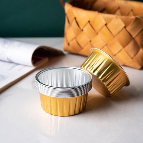 100Pcs Disposable Aluminum Foil Baking Cups Creme Brulee Dessert Oval Shape Cupcake Cups with Lids Cake Egg Tools