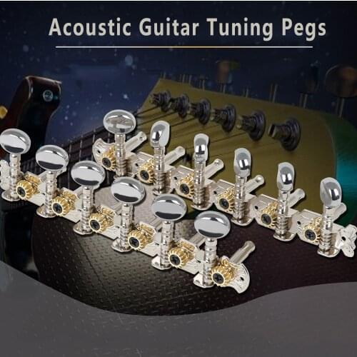 12 String Acoustic Guitar Tuning Pegs Tuners 6L 6R Metal Machine Heads String Tuning Pegs Guitar Musical Instrument Accessories