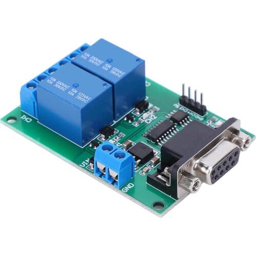 2 Channel Relay Module Serial Port RS232 Relay Switch Board TB351 UART Protocol DB9 Interface Remote Control Board