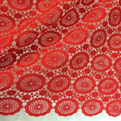 2Yards/lot High quality nigerian Red wedding african lace fabric Water Soluble Lace guipure cord lace fabric for wedding party