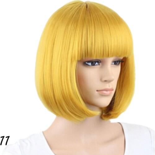 20*30CM Women Short BOB Hair Wig Straight Bangs Cosplay Party Stage Show 13 Colors Cosplay Hair