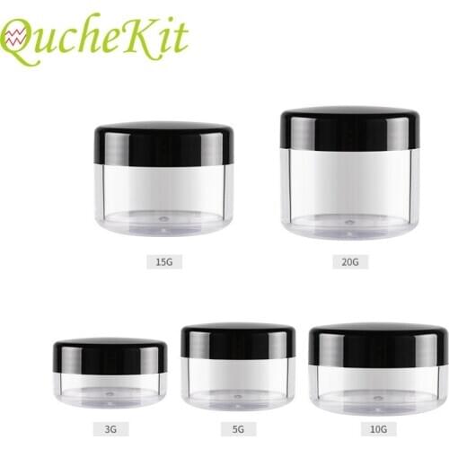 20/35pcs Black Empty Plastic Cosmetic Jar Pots Plastic Eyeshadow Makeup Face Cream Jar Pot Small Refillable Sample Bottles