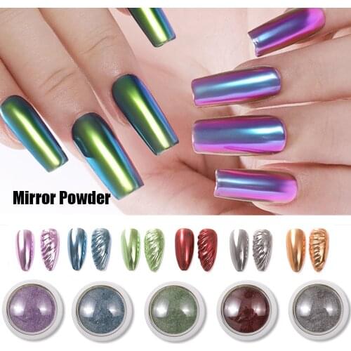 3D Chameleon Nail Glitter Powder Mirror Effect Nail Dust Chrome Nail Art Pigment Holographic Fast Design Powder 12 Colors