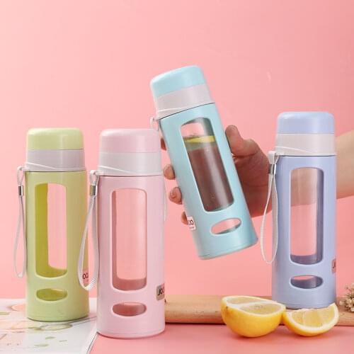 480ml Simple Transparent Glass Water Drinking Bottle Durable Water Bottle For Girls Kid School Office Travel Mug Coffee Tea Cup