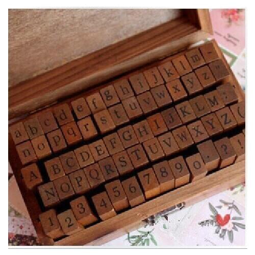 6sets (70 pcs/set )Wooden Stamps AlPhaBet digital and letters seal standardized form stamps 14.6*8.6*5cm 2 styles