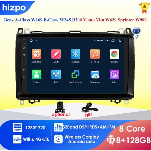 Hizpo PX5 9''4G+64G Android 10 Car radio GPS Navigation for Mercedes Benz B200 A B Class W169 W245 Viano Vito W639 Sprinter W906
