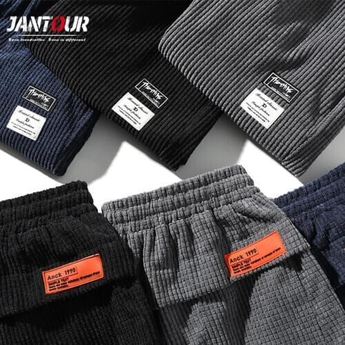 Fashion Men Clothing Autumn Winter New Corduroy Harem Pants Hip Hop Style Applique Thick Stretch Trousers Male Pantalones 6 Mode