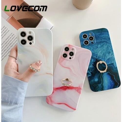 With Ring Stand Gradient Rainbow Phone Case For iPhone 12 Pro Max 11 Pro Max XS Max XR X 8 7 Plus Soft IMD Matte Phone Cover