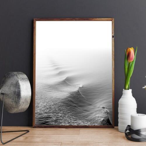 Black and White Ocean Print Scandinavian Modern Art Poster Wall Art Decor Wave Sea Ocean Photography Picture Home Decoration