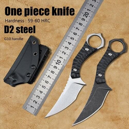 D2 Steel G10 Material EDC Hand Tool Outdoor Camping Utility Self Defense Weapons Survival Tactical Fixed Blade Hunting Knife