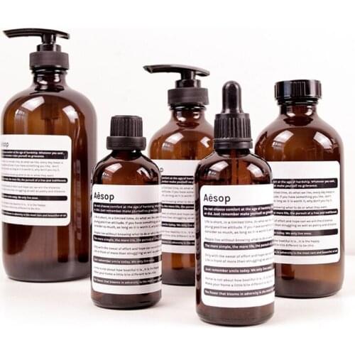 Soap Dispenser Glass Shampoo Storage Bottle Liquid Nordic Lotion Dropper Emulsion Storage Bottle Travel Organizer Decor Bathroom