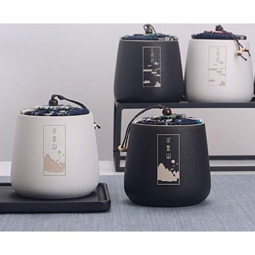 Seal Ceramic Tea Caddy Moisture-Proof Tea Canister Red White Black Coffee Container Candy Biscuit Airtight Pots Spice Storage Ca