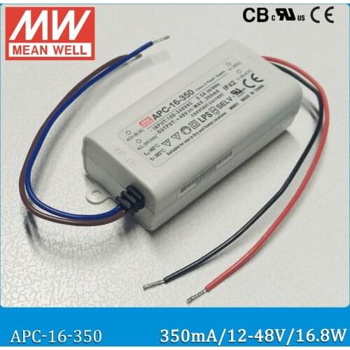 Original Meanwell APC-16-350 LED Power Supply 16.8W 12~48V 350mA constant current mean well LED driver IP42 APC-16