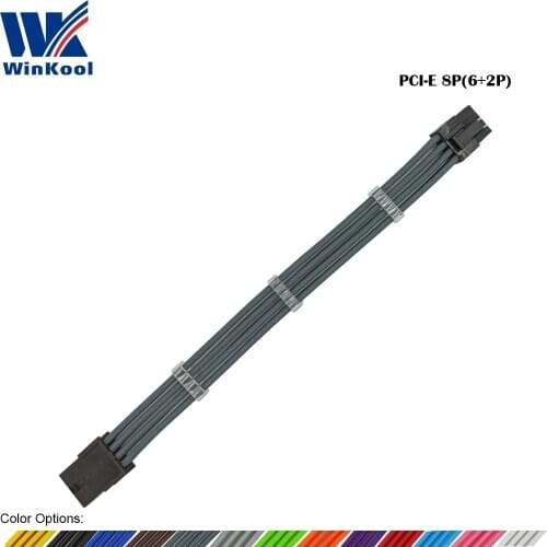 WinKool PCI-E 8PIN 18AWG Pure Color Male to Female Sleeve extension power cable inbuilt Cable Combs Multi Color Options