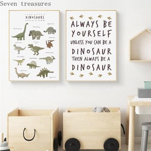 Canvas Painting Green Dinosaur Wild Animals Nursery for Boy Home Decorations Wall Art Pictures Painting Poster and Prints