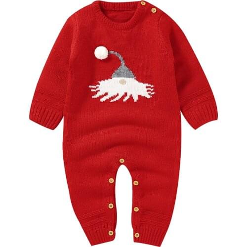 Baby Rompers Newborn Winter Christmas Knitted Sweaters Jumpsuits Long Sleeves 0-18m Infant Boy Girl Overalls Childrens Costumes