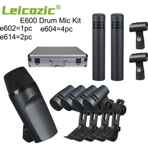 Leicozic e600 Drum Microphone Kit Cardioid Musical Instrument Microfono e604 e602 e614 Condensor Mic Band Guitar Cabs And Tubas