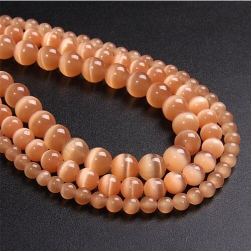 Natural Orange Cat Eye Stone Round Selenite Quartzs Beads for Jewelry Making Supply 4/6/8/10/12mm 15.5" Diy Spacer Loose Beads