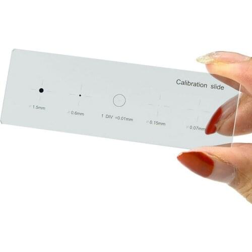 Microscope Stage Calibration Glass Slide Micrometer with 0.01mm Cross and Four dots 1.5mm/0.6mm/0.15mm/0.07mm