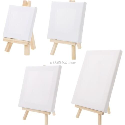 Mini Canvas And Natural Wood Easel Set For Art Painting Drawing Craft Wedding Supply