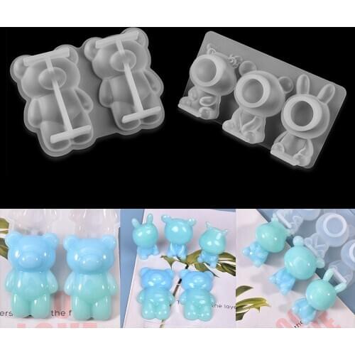 Cartoons Doll Silicone Mold Cute Bear Epoxy Resin Casting Mould Cake Molds for DIY Crafts Key Chain Pendants Jeweley Decorations