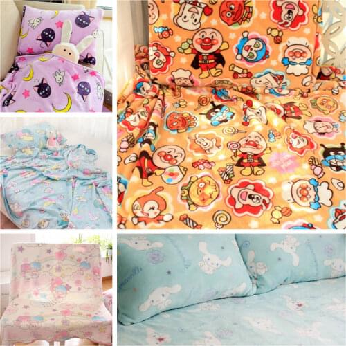 Cartoon Anpanman Duffy Bear Luna Cat Pillow Case Cover Plush Flannel Blanket Bed Sheet Lady Romantic Gift Girl Toy