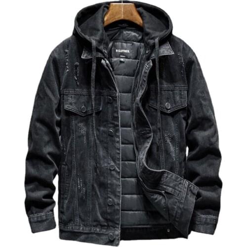 2021 Men Black/blue Winter Jean Jackets Outerwear Warm Denim Coats New Liner Thicker Winter Wool Large Size M-4XL