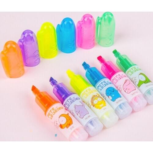 6Pcs Creative Mini Multicolour Highlighter Portable Hand Account Marker Pen Child Gift Resaltador Office&School Supplies Wholes