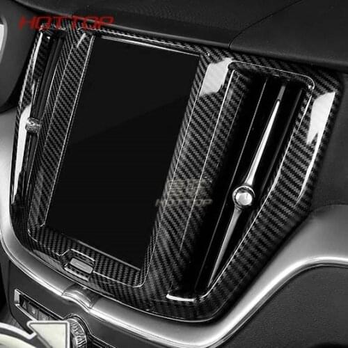 Carbon Fiber Pattern Styling Control Navigation Panel Cover Trim Frame ABS Chrome Car Accessories FIT For Volvo XC60 2018