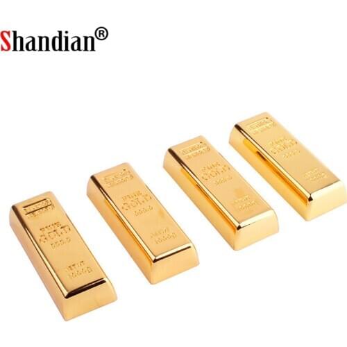 SHANDI Metal simulation Gold bars model USB Flash Drive pen drive Golden memory card pendrive 4GB/16GB/32GB/64GB thumb drive