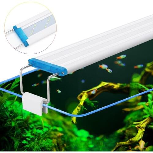 Super Slim LEDs Overhead Aquarium Lighting Aquatic Plant Light 18-75CM Extensible Waterproof Clip on Lamp For Fish Tank 90-260V