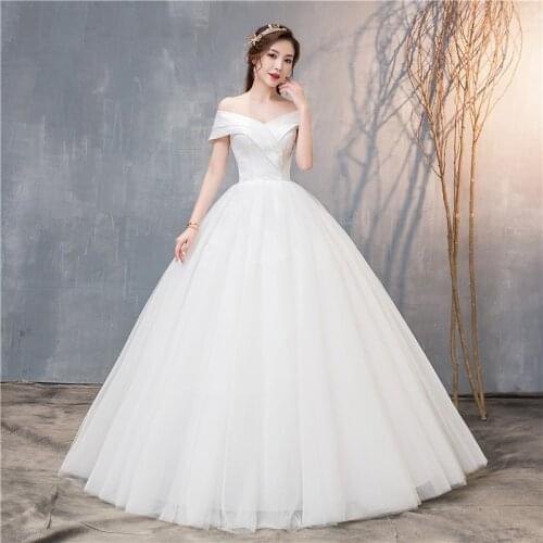 Wedding Dress 2021 New Sexy V-neck Lace Up Ball Gown Off The Shoulder Simple Wedding Dresses Vestido De Noiva F