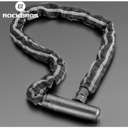 ROCKBROS 116CM Bike Lock Zinc Alloy Durable Chian Motorcycle Anti-theft Lock Reflective Multifunctional Durable Key Bicycle Lock