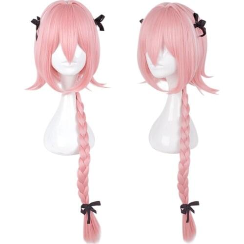 Japanese Anime Fate/Apocrypha Astolfo Cosplay Hadwear Halloween,Party,Stage,Play Long Pink Hair Bows Fate/Apocrypha Astolfo Hair