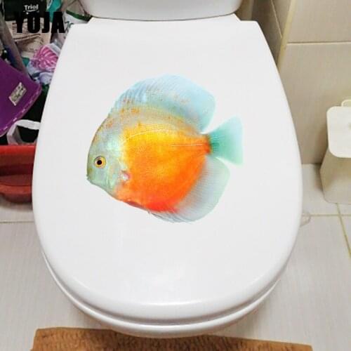 YOJA 22.2×21.4CM Discus Cichlid Animal Wall Stickers Fun Cartoon Toilet Decals Bathroom Decor T1-3250
