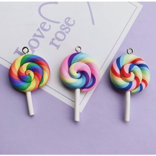ZALEBABA NEW Soft pottery lollipops Charms Personality bottle Pendants resin DIY decoration Earrings necklace DIY 10 PCs
