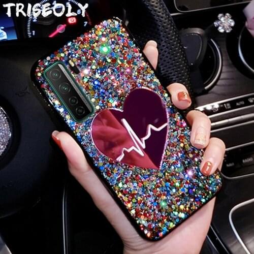 For Huawei Y5P Y6P YP Y8S Y9S P Smart Pro 2020 Sequins Phone Case For Honor 9X Premium Nova 7 Pro 7 SE 7i 3D Mirror Back Cover